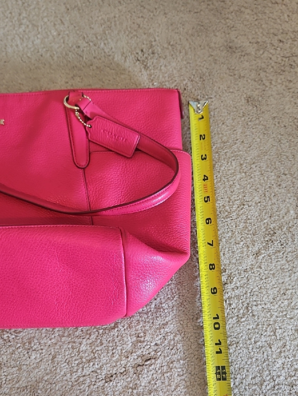 EUC Coach Ava Pink Pebble Leather Tote Bag - Signature Gold Logo - Picture 14 of 14